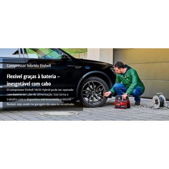 COMPRESSOR EINHELL HYBRID CORRENTE ELÉCTRICA E BATERIA